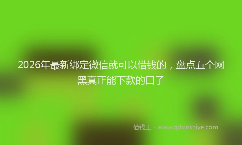 2026年最新绑定微信就可以借钱的，盘点五个网黑真正能下款的口子