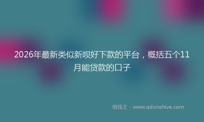 2026年最新类似新呗好下款的平台，概括五个11月能贷款的口子