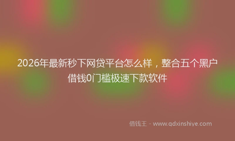 2026年最新秒下网贷平台怎么样，整合五个黑户借钱0门槛极速下款软件