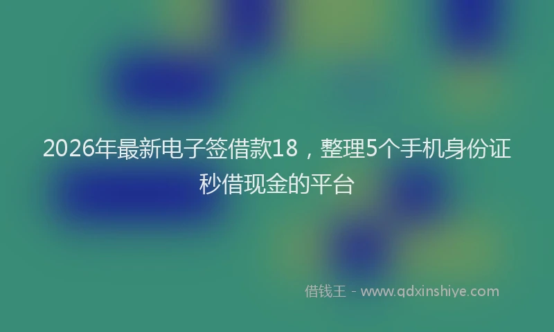 2026年最新电子签借款18，整理5个手机身份证秒借现金的平台