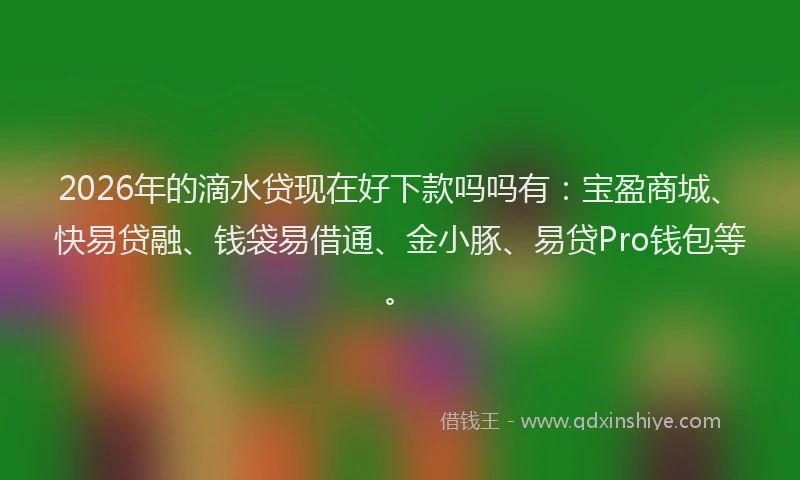 2026年的滴水贷现在好下款吗吗有：宝盈商城、快易贷融、钱袋易借通、金小豚、易贷Pro钱包等。
