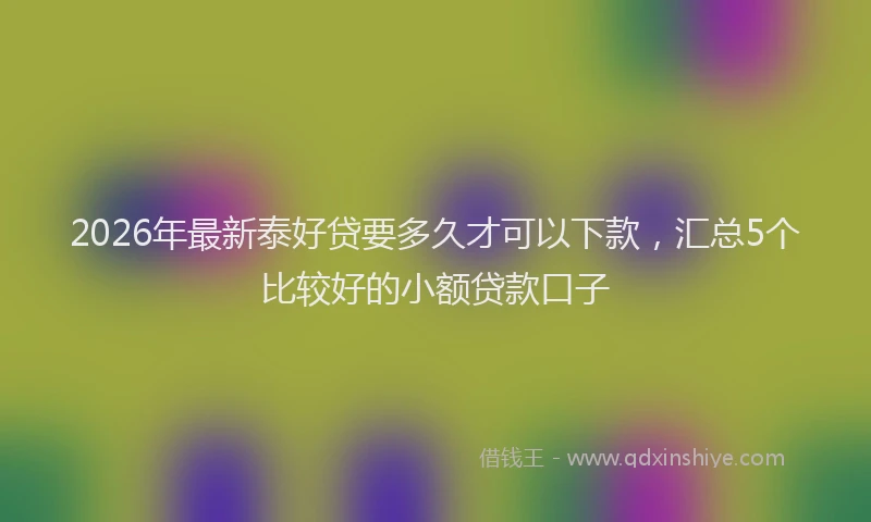 2026年最新泰好贷要多久才可以下款，汇总5个比较好的小额贷款口子