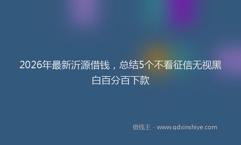 2026年最新沂源借钱，总结5个不看征信无视黑白百分百下款