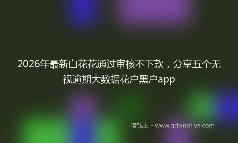 2026年最新白花花通过审核不下款，分享五个无视逾期大数据花户黑户app