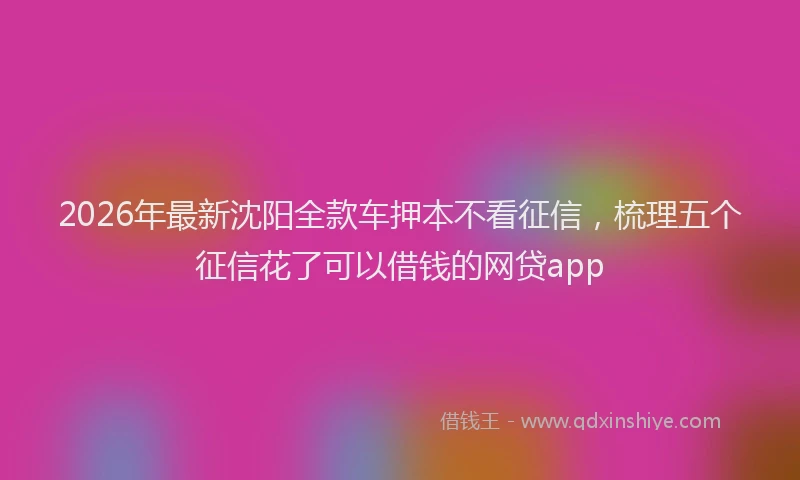 2026年最新沈阳全款车押本不看征信，梳理五个征信花了可以借钱的网贷app