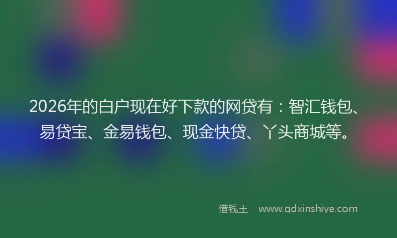 2026年的白户现在好下款的网贷有：智汇钱包、易贷宝、金易钱包、现金快贷、丫头商城等。
