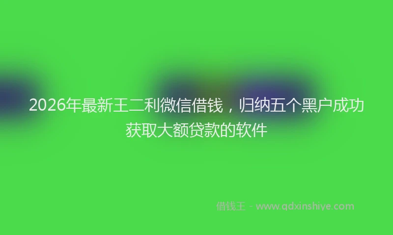 2026年最新王二利微信借钱，归纳五个黑户成功获取大额贷款的软件
