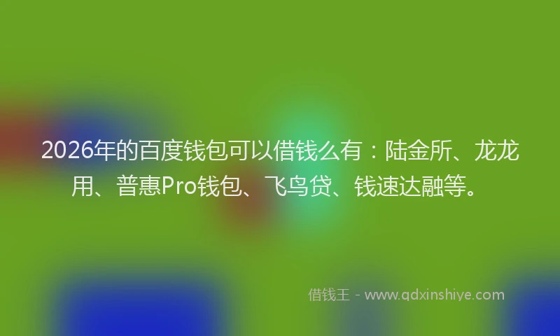 2026年的百度钱包可以借钱么有：陆金所、龙龙用、普惠Pro钱包、飞鸟贷、钱速达融等。