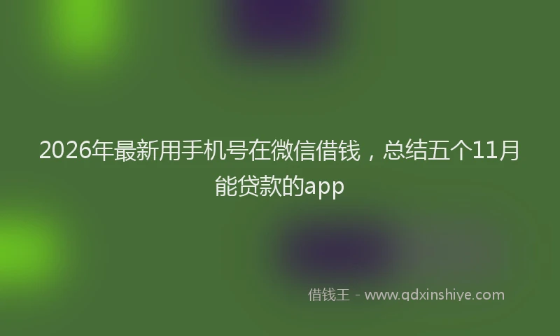 2026年最新用手机号在微信借钱，总结五个11月能贷款的app