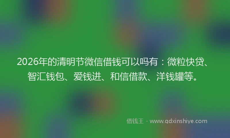 2026年的清明节微信借钱可以吗有：微粒快贷、智汇钱包、爱钱进、和信借款、洋钱罐等。