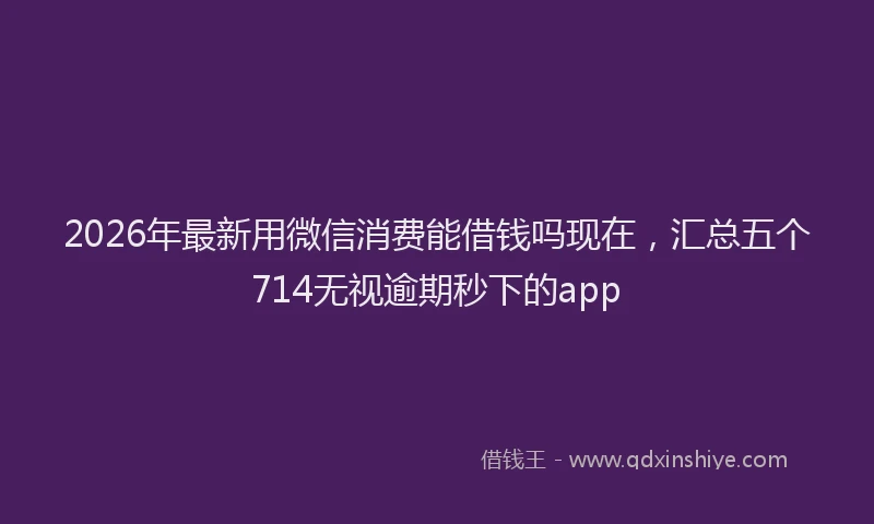 2026年最新用微信消费能借钱吗现在，汇总五个714无视逾期秒下的app