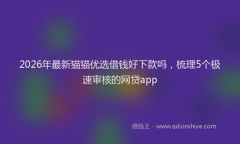 2026年最新猫猫优选借钱好下款吗，梳理5个极速审核的网贷app