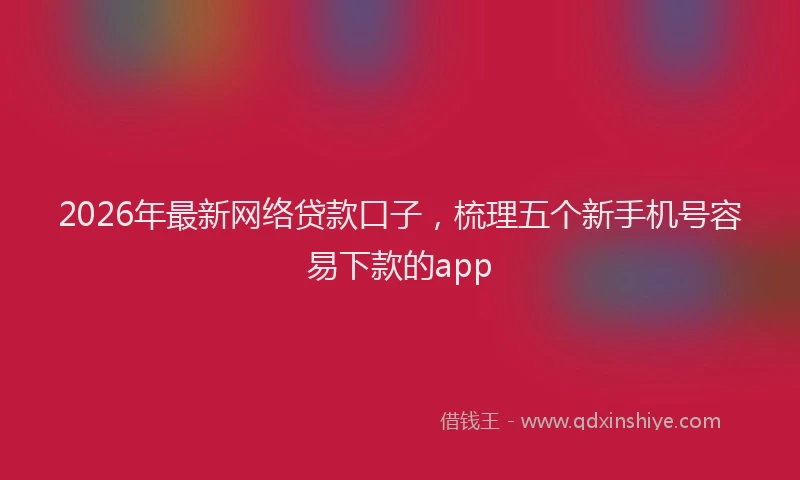 2026年最新网络贷款口子，梳理五个新手机号容易下款的app