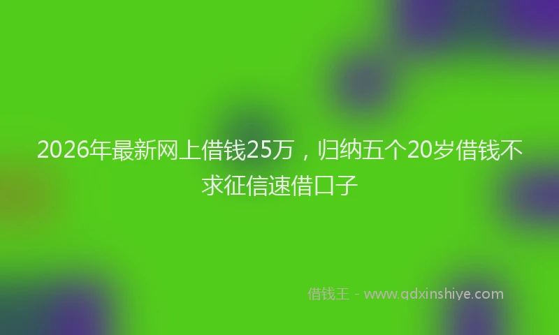 2026年最新网上借钱25万，归纳五个20岁借钱不求征信速借口子