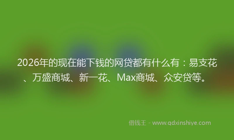 2026年的现在能下钱的网贷都有什么有：易支花、万盛商城、新一花、Max商城、众安贷等。