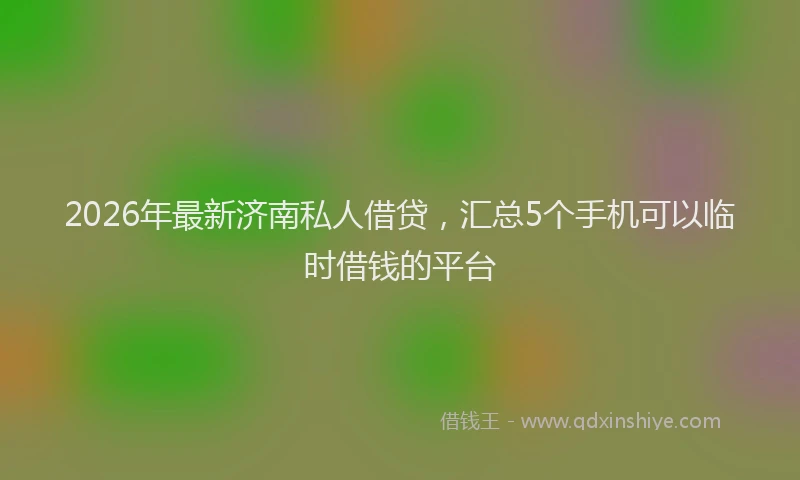 2026年最新济南私人借贷，汇总5个手机可以临时借钱的平台