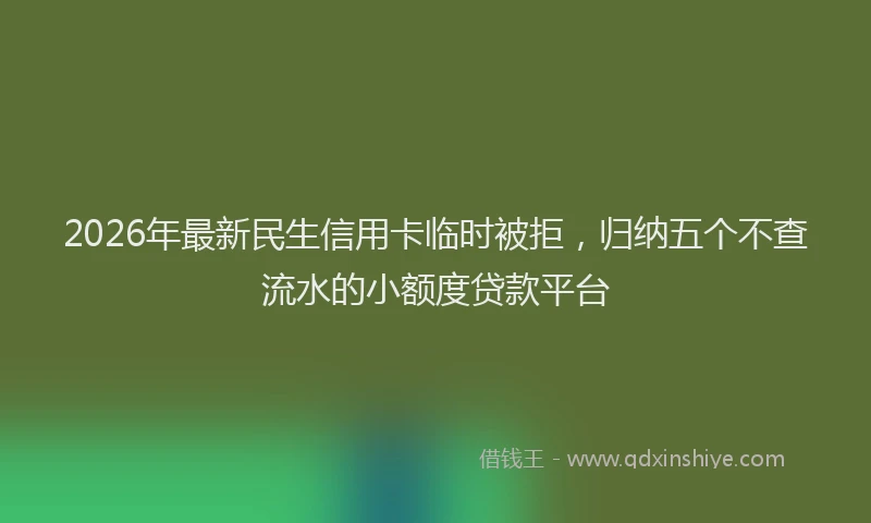 2026年最新民生信用卡临时被拒，归纳五个不查流水的小额度贷款平台