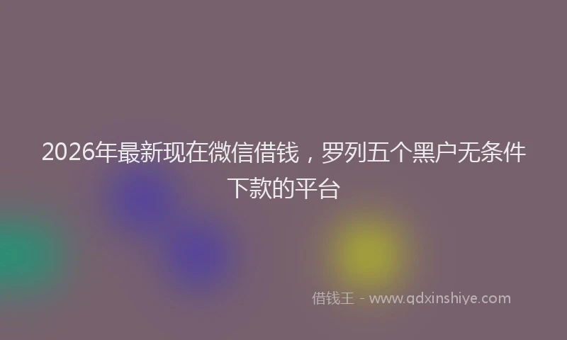 2026年最新现在微信借钱，罗列五个黑户无条件下款的平台