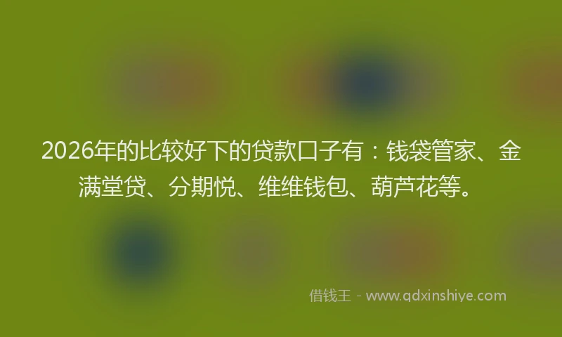2026年的比较好下的贷款口子有：钱袋管家、金满堂贷、分期悦、维维钱包、葫芦花等。