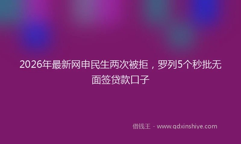 2026年最新网申民生两次被拒，罗列5个秒批无面签贷款口子