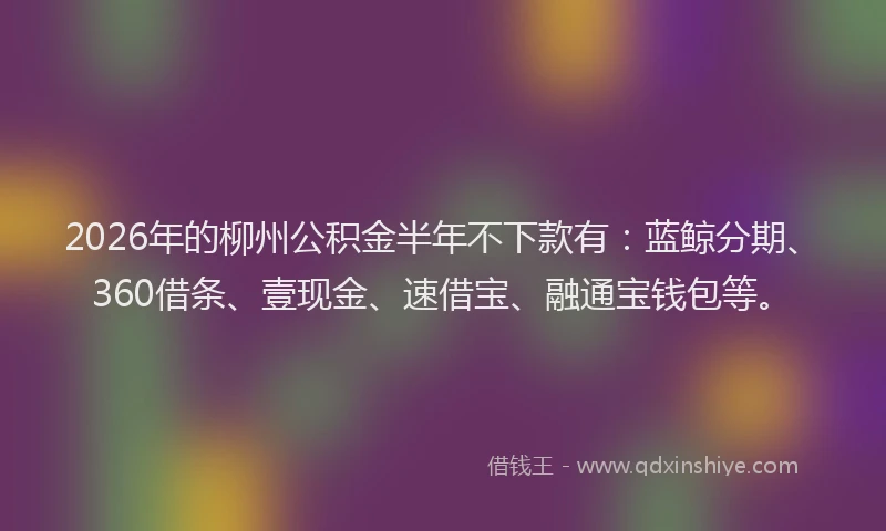 2026年的柳州公积金半年不下款有：蓝鲸分期、360借条、壹现金、速借宝、融通宝钱包等。