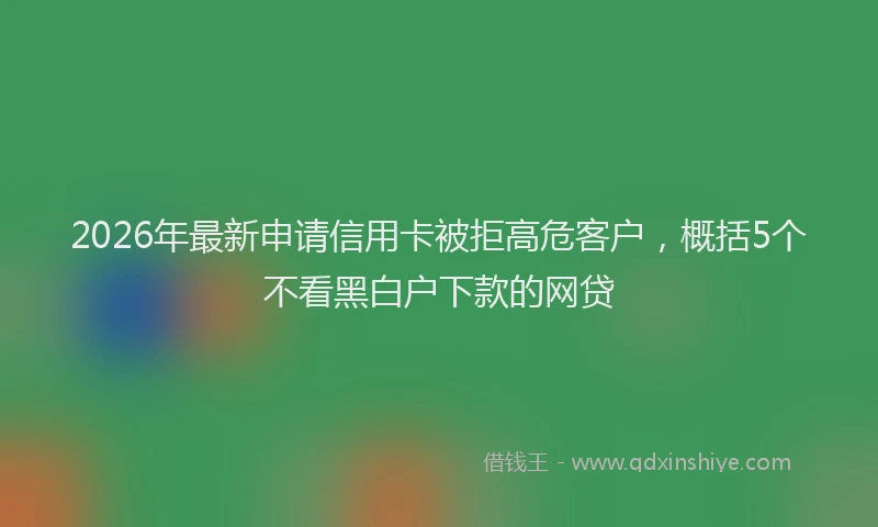 2026年最新申请信用卡被拒高危客户，概括5个不看黑白户下款的网贷