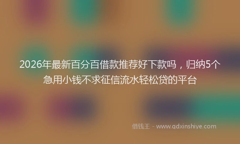 2026年最新百分百借款推荐好下款吗，归纳5个急用小钱不求征信流水轻松贷的平台