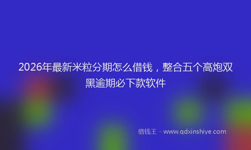 2026年最新米粒分期怎么借钱，整合五个高炮双黑逾期必下款软件