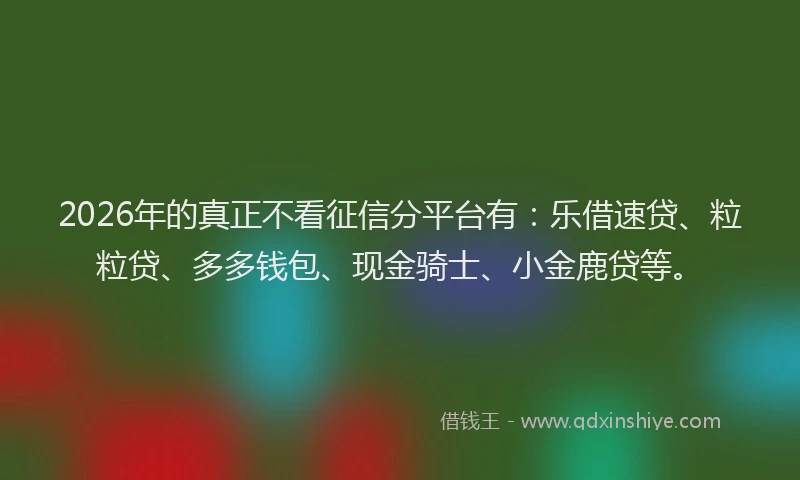2026年的真正不看征信分平台有：乐借速贷、粒粒贷、多多钱包、现金骑士、小金鹿贷等。
