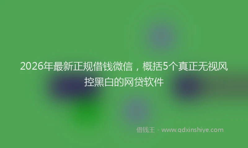 2026年最新正规借钱微信，概括5个真正无视风控黑白的网贷软件