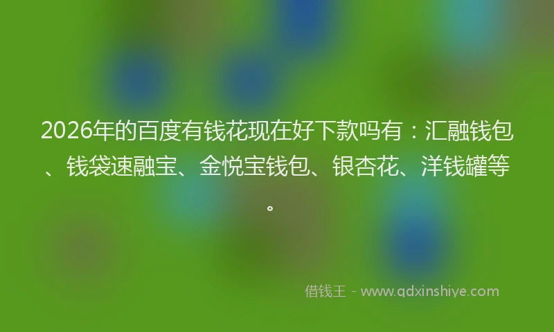 2026年的百度有钱花现在好下款吗有：汇融钱包、钱袋速融宝、金悦宝钱包、银杏花、洋钱罐等。