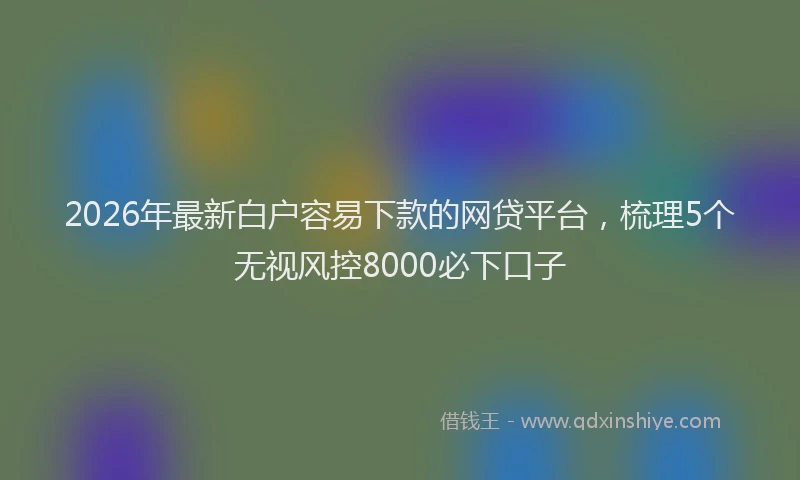2026年最新白户容易下款的网贷平台，梳理5个无视风控8000必下口子