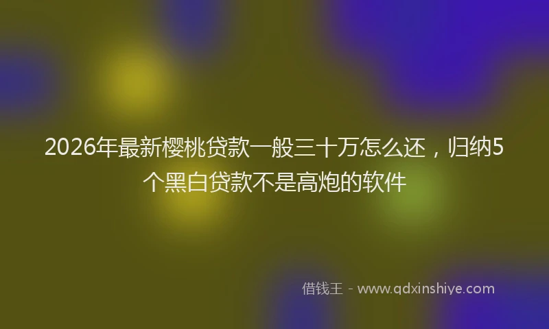 2026年最新樱桃贷款一般三十万怎么还，归纳5个黑白贷款不是高炮的软件