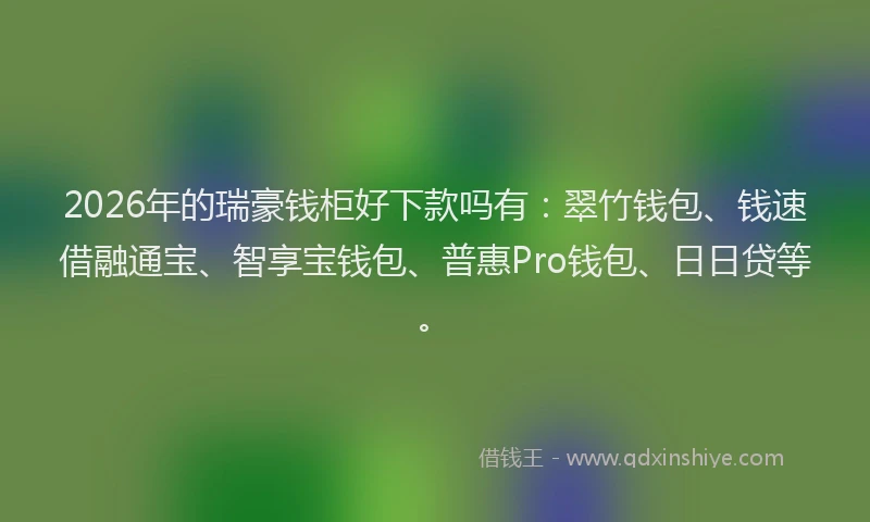 2026年的瑞豪钱柜好下款吗有：翠竹钱包、钱速借融通宝、智享宝钱包、普惠Pro钱包、日日贷等。