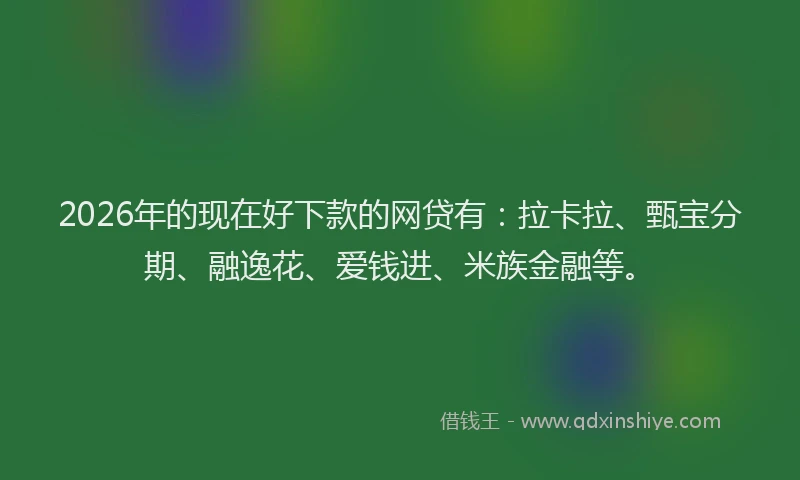 2026年的现在好下款的网贷有：拉卡拉、甄宝分期、融逸花、爱钱进、米族金融等。