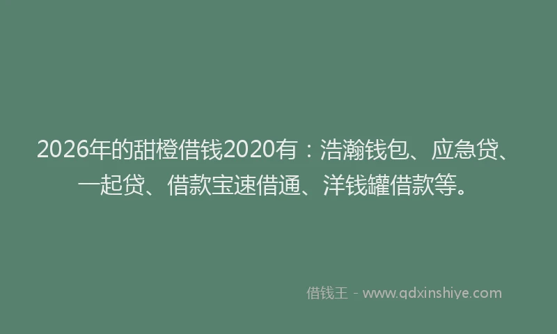 2026年的甜橙借钱2020有：浩瀚钱包、应急贷、一起贷、借款宝速借通、洋钱罐借款等。