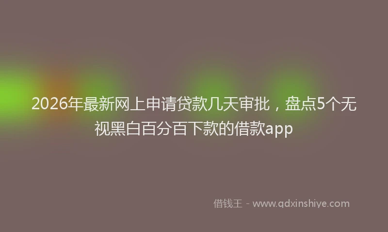 2026年最新网上申请贷款几天审批，盘点5个无视黑白百分百下款的借款app
