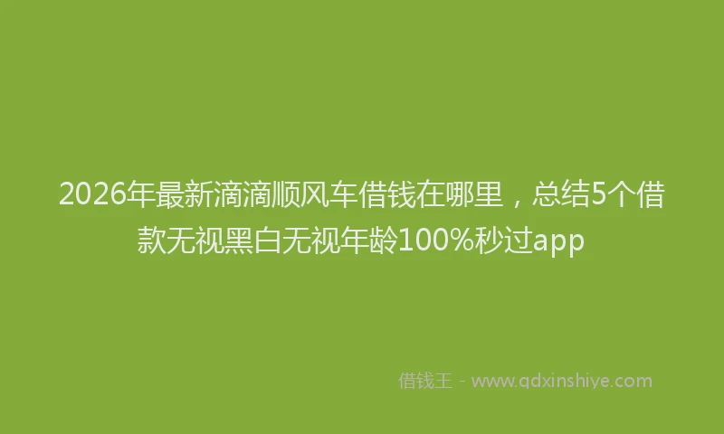 2026年最新滴滴顺风车借钱在哪里，总结5个借款无视黑白无视年龄100%秒过app