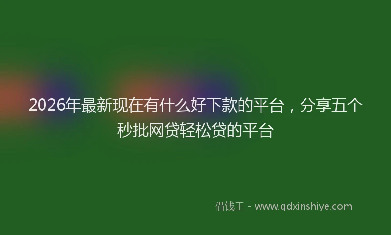 2026年最新现在有什么好下款的平台，分享五个秒批网贷轻松贷的平台