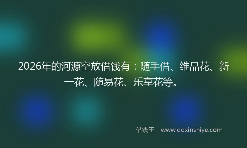2026年的河源空放借钱有：随手借、维品花、新一花、随易花、乐享花等。