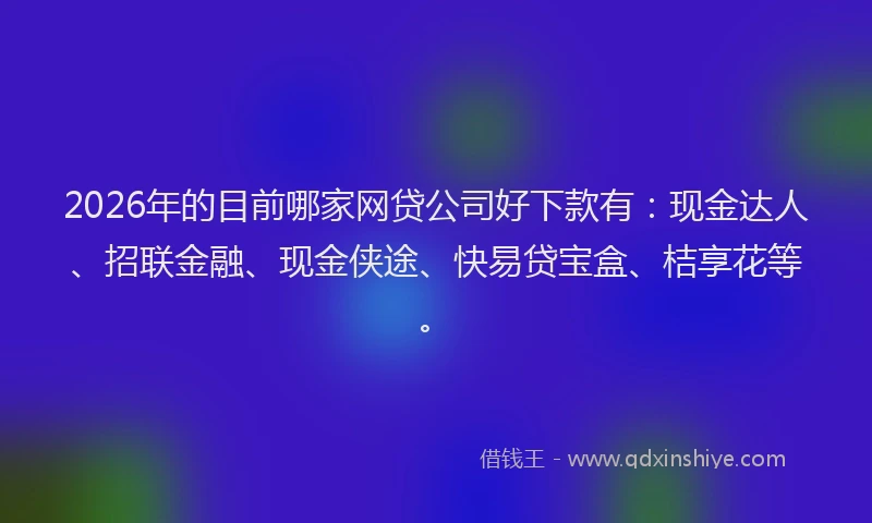 2026年的目前哪家网贷公司好下款有：现金达人、招联金融、现金侠途、快易贷宝盒、桔享花等。