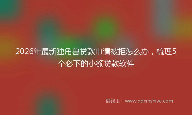 2026年最新独角兽贷款申请被拒怎么办，梳理5个必下的小额贷款软件