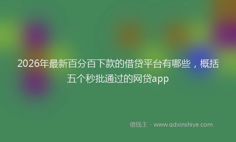 2026年最新百分百下款的借贷平台有哪些，概括五个秒批通过的网贷app