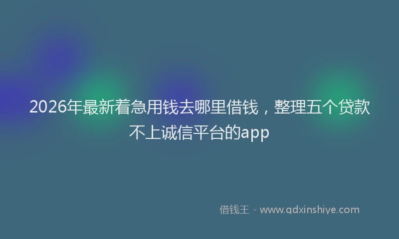 2026年最新着急用钱去哪里借钱，整理五个贷款不上诚信平台的app