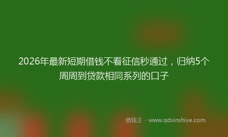2026年最新短期借钱不看征信秒通过，归纳5个周周到贷款相同系列的口子