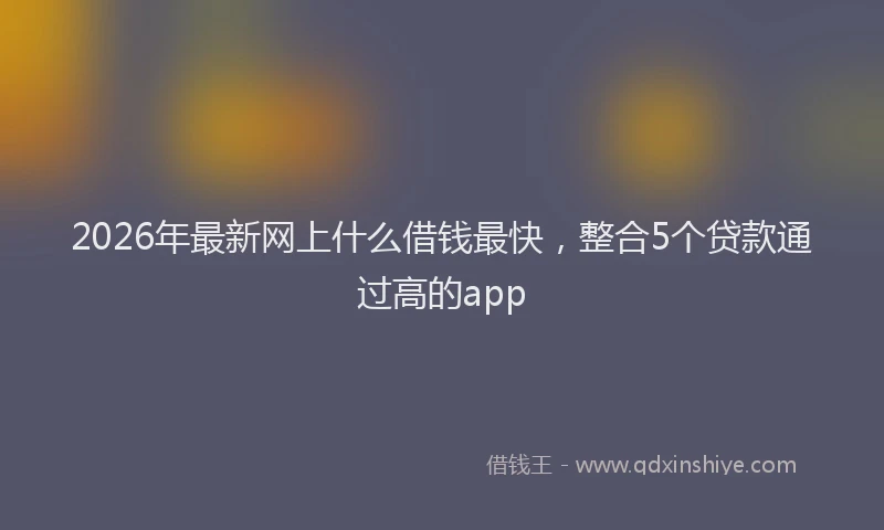 2026年最新网上什么借钱最快，整合5个贷款通过高的app