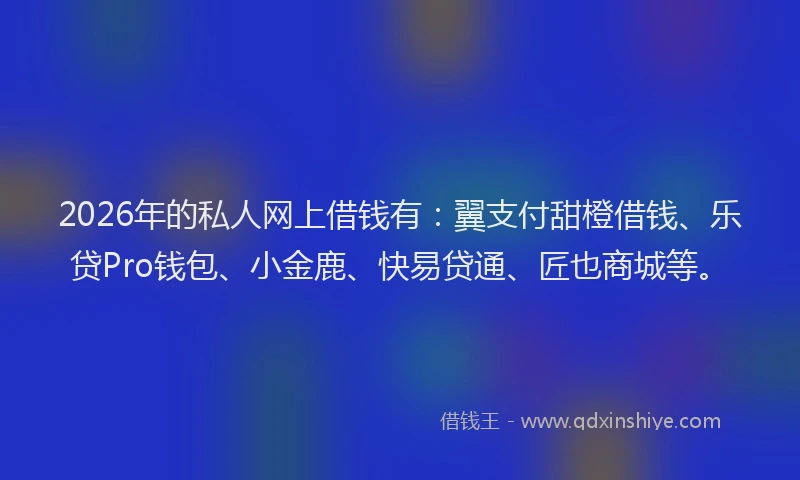 2026年的私人网上借钱有：翼支付甜橙借钱、乐贷Pro钱包、小金鹿、快易贷通、匠也商城等。