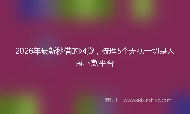 2026年最新秒借的网贷，梳理5个无视一切是人就下款平台