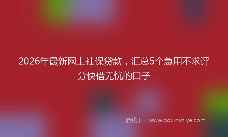 2026年最新网上社保贷款，汇总5个急用不求评分快借无忧的口子