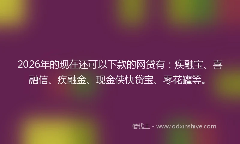 2026年的现在还可以下款的网贷有：疾融宝、喜融信、疾融金、现金侠快贷宝、零花罐等。